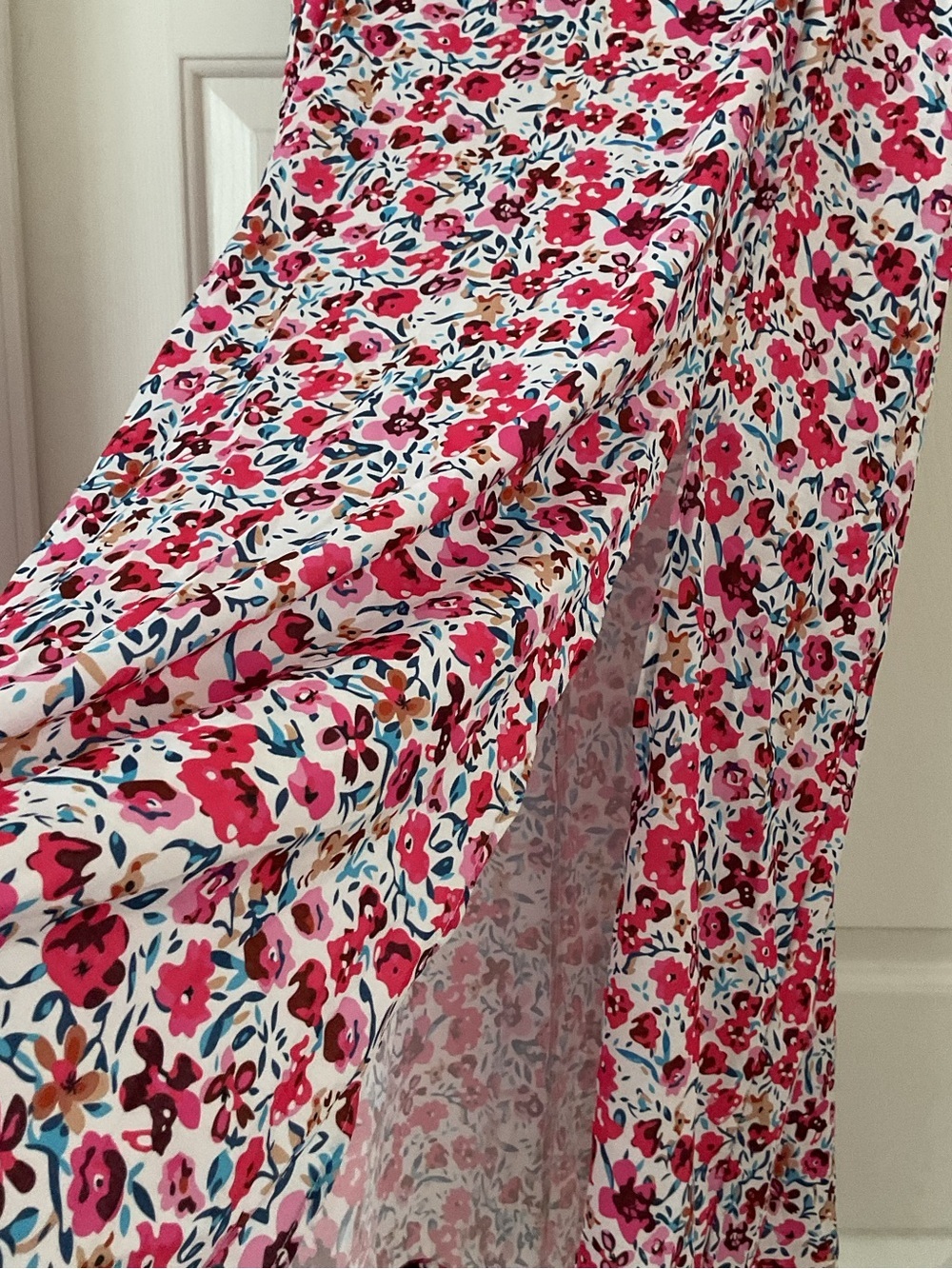 SHEIN White Maxi Skirt with Pink Floral Print - Picture 2 of 7